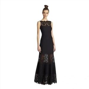 Tadashi Shoji Illusion Lace Pintuck Gown